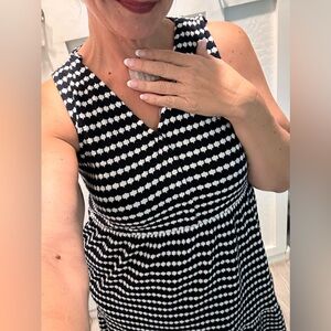 LOFT Black and White Patterned Midi Dress